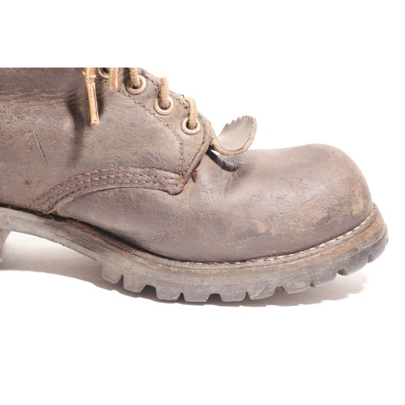 Vintage Danner Distressed Heavy Worn Brown Leather Kiltie Logger Boots USA main image 11